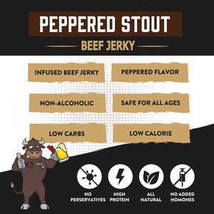 Boozy Jerky - Peppered Stout Beef Jerky