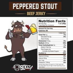 Boozy Jerky - Peppered Stout Beef Jerky