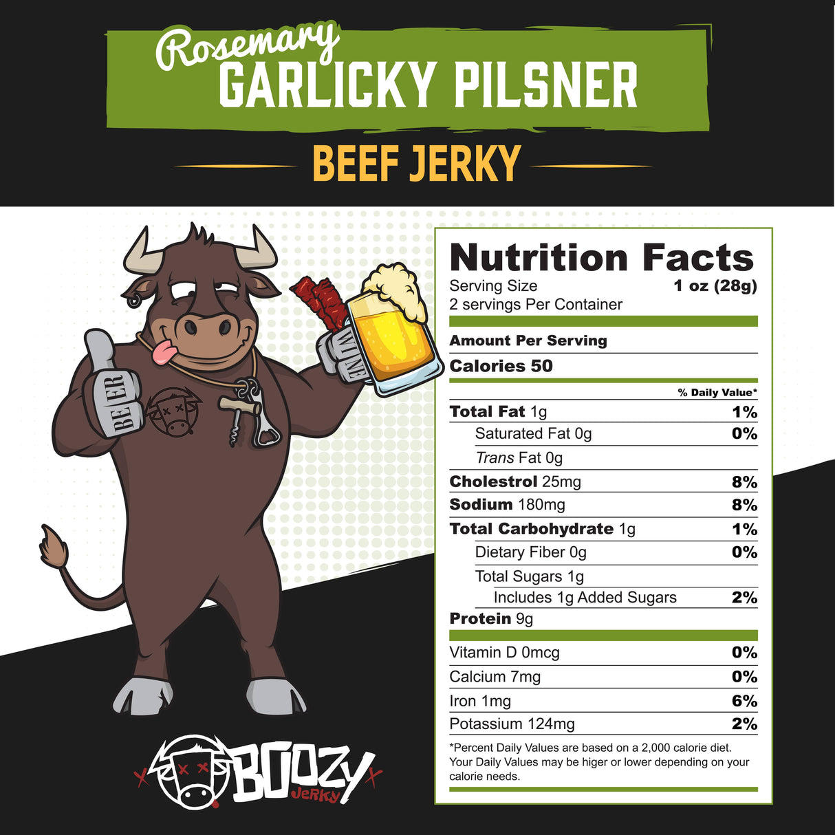 Boozy Jerky - Rosemary Garlicky Pilsner Beef Jerky