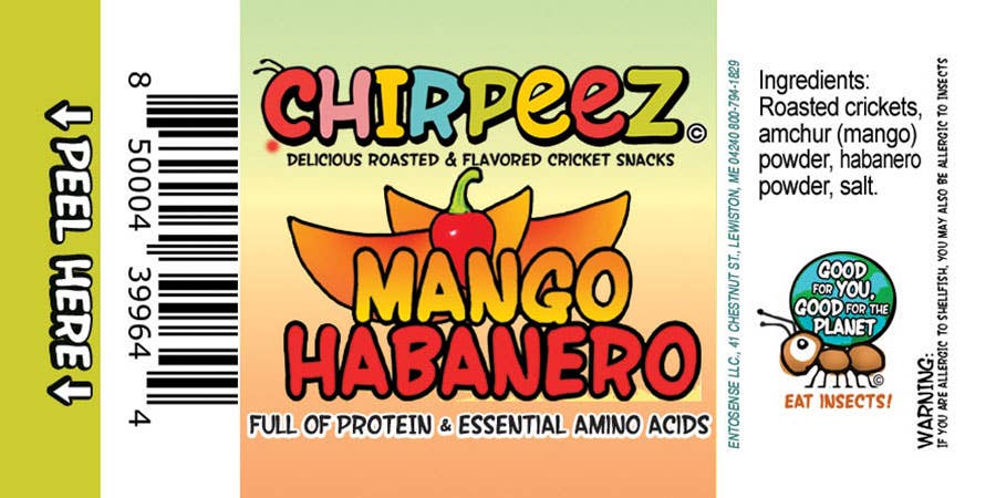 EntoLife Edible Insects - Crickets- CHIRPEEZ FLAVORED CRICKET SNACKS - Mango Habanero