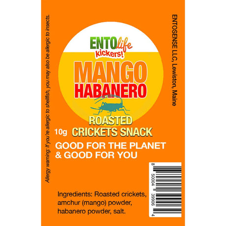 EntoLife Edible Insects - Crickets! - Mini-Kickers Flavored Cricket Snacks - Mango Habanero