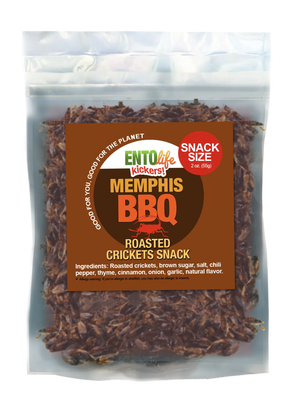 EntoLife Edible Insects - Crickets! - Smoky Memphis BBQ Cricket Snacks: 55 Gram Snack Size