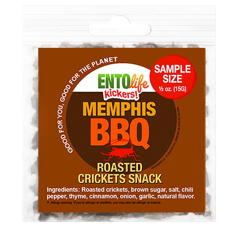 EntoLife Edible Insects - Crickets! - Smoky Memphis BBQ Cricket Snacks: 55 Gram Snack Size