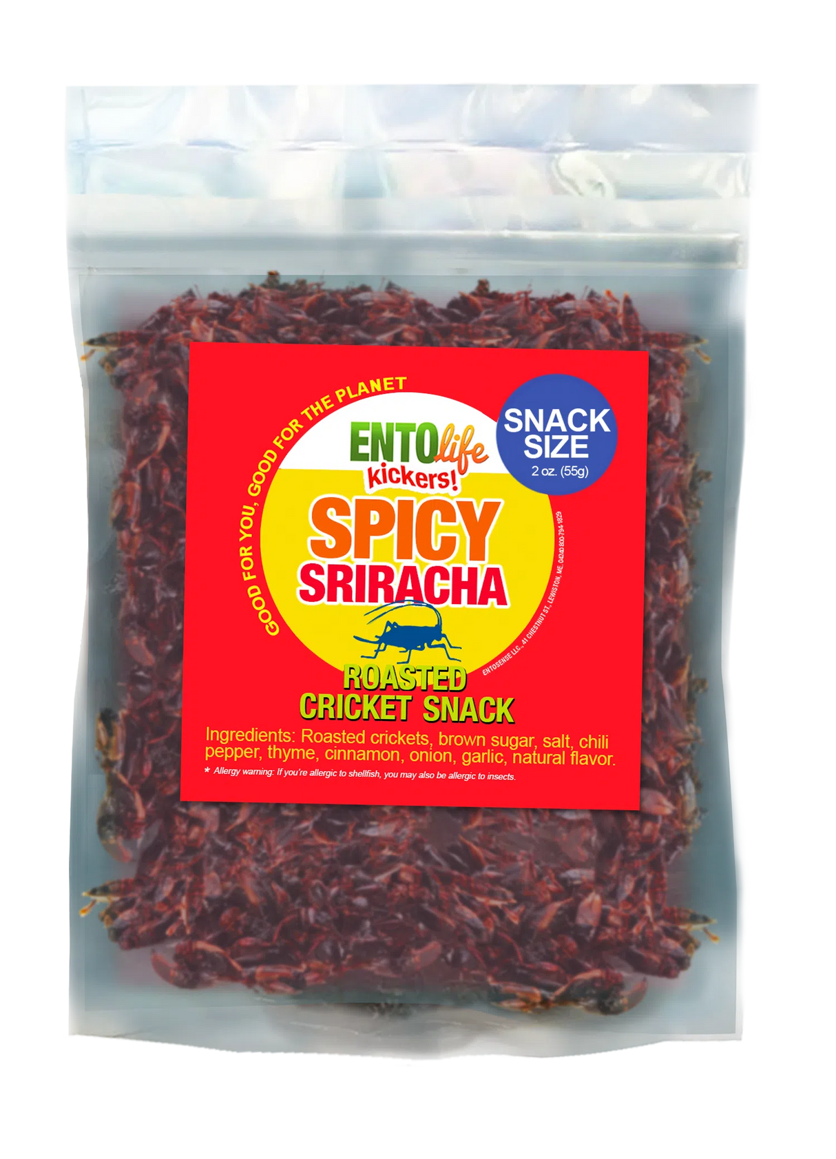 EntoLife Edible Insects - Crickets! - Sriracha Cricket Snacks: 55 Gram Snack Size