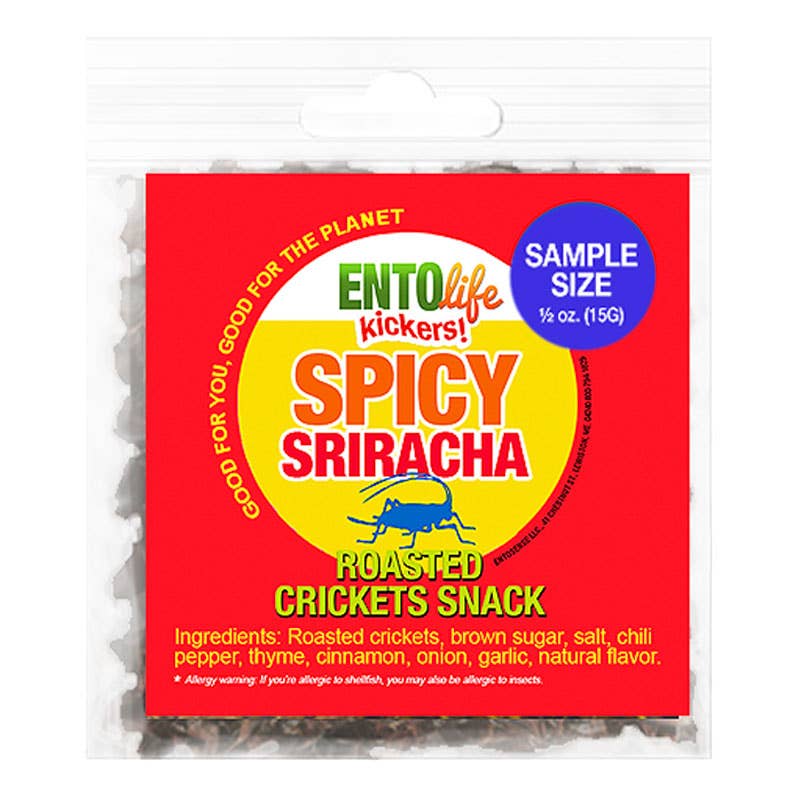 EntoLife Edible Insects - Crickets! - Sriracha Cricket Snacks: 55 Gram Snack Size