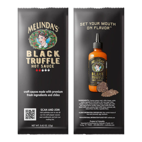 Melinda's Black Truffle Hot Sauce - Single Serve Packets - 0.42oz sachets - Catering