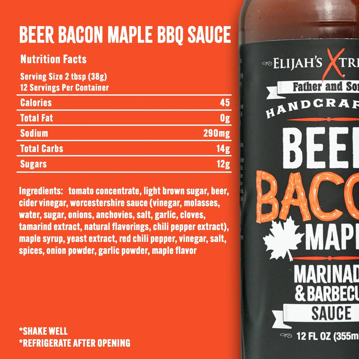 Elijah's Xtreme - Beer Bacon Maple BBQ Sauce & Marinade - 355ml