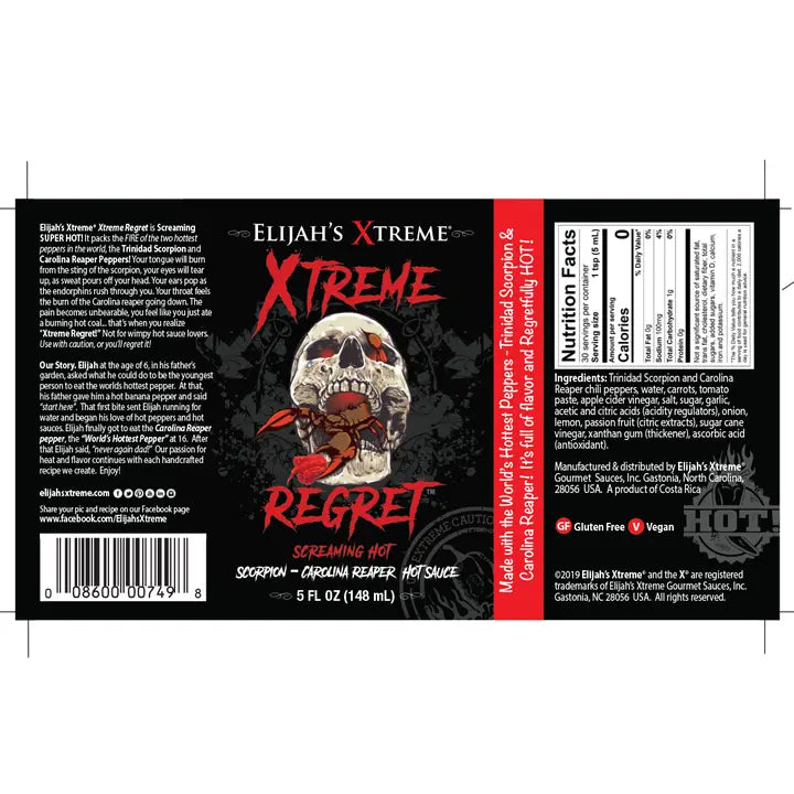 Elijah's Xtreme Regret Hot Sauce