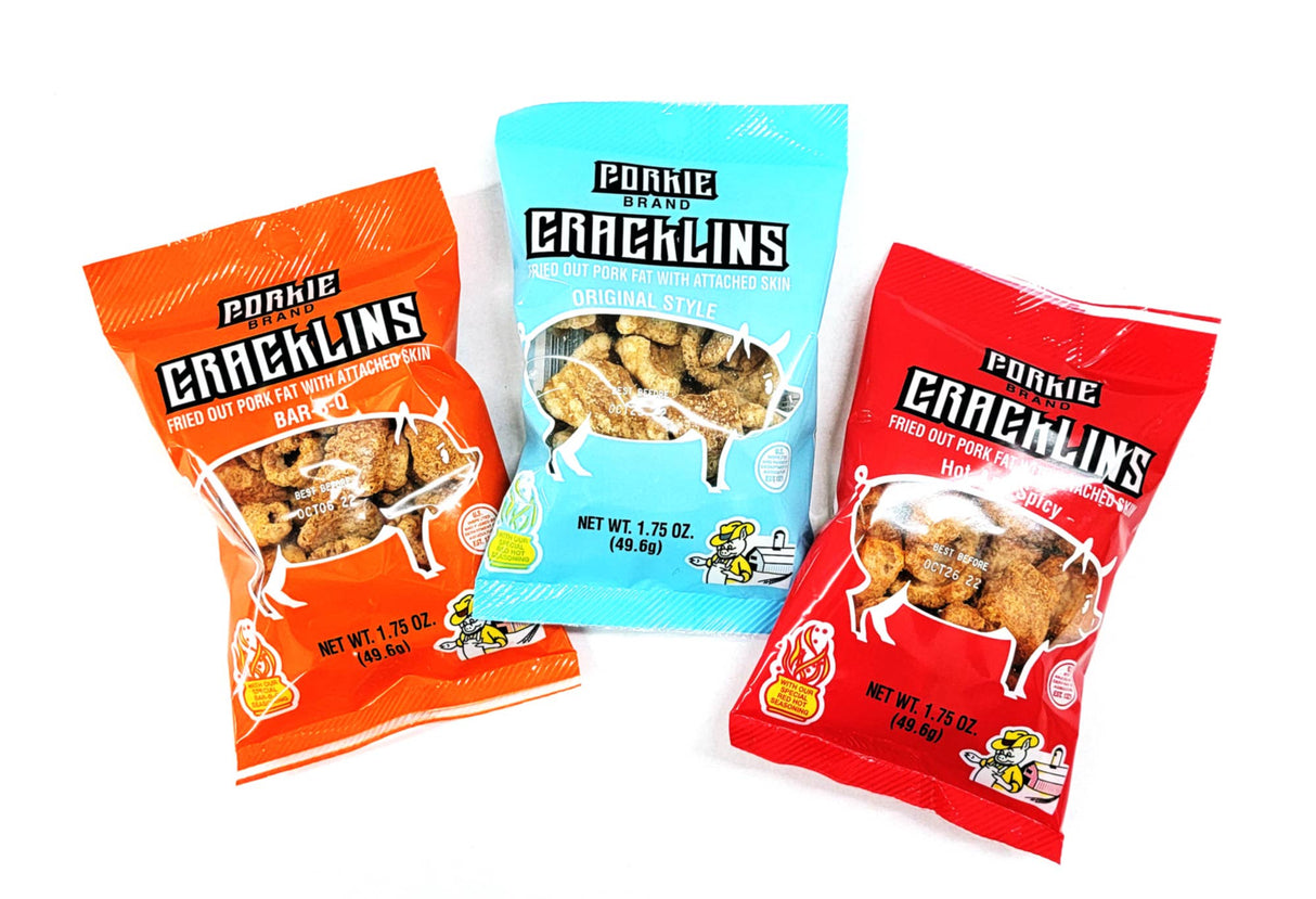 Pork King Good Porkie's Hot and Spicy Cracklins 1.75oz bag www