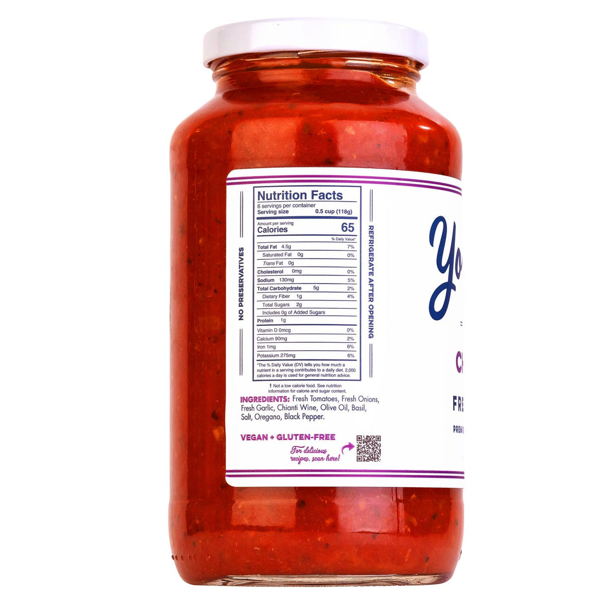 Yo Mama's - Divine Chianti Wine - Tomato Pasta Sauce - Keto / Low Carb